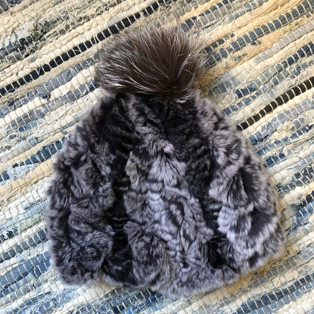 Tory Burch Rabbit Fur Pom Pom Hat